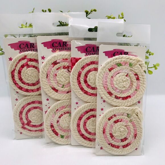 Stocking Stuffer Bundle Car Cup Holder Coasters 4 Sets of 2 (8 Coasters) Cherrie - Picture 1 of 5